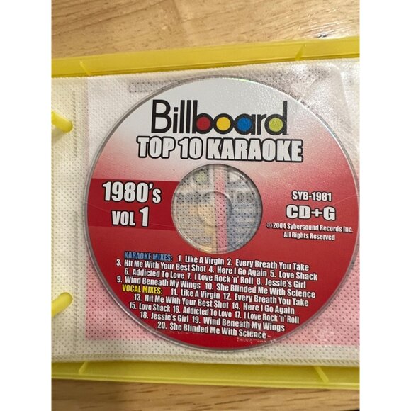 Billboard Top 10 Karaoke CD+Gs Set 1960s-1990s Vol 1 Yellow Case - Picture 3 of 7